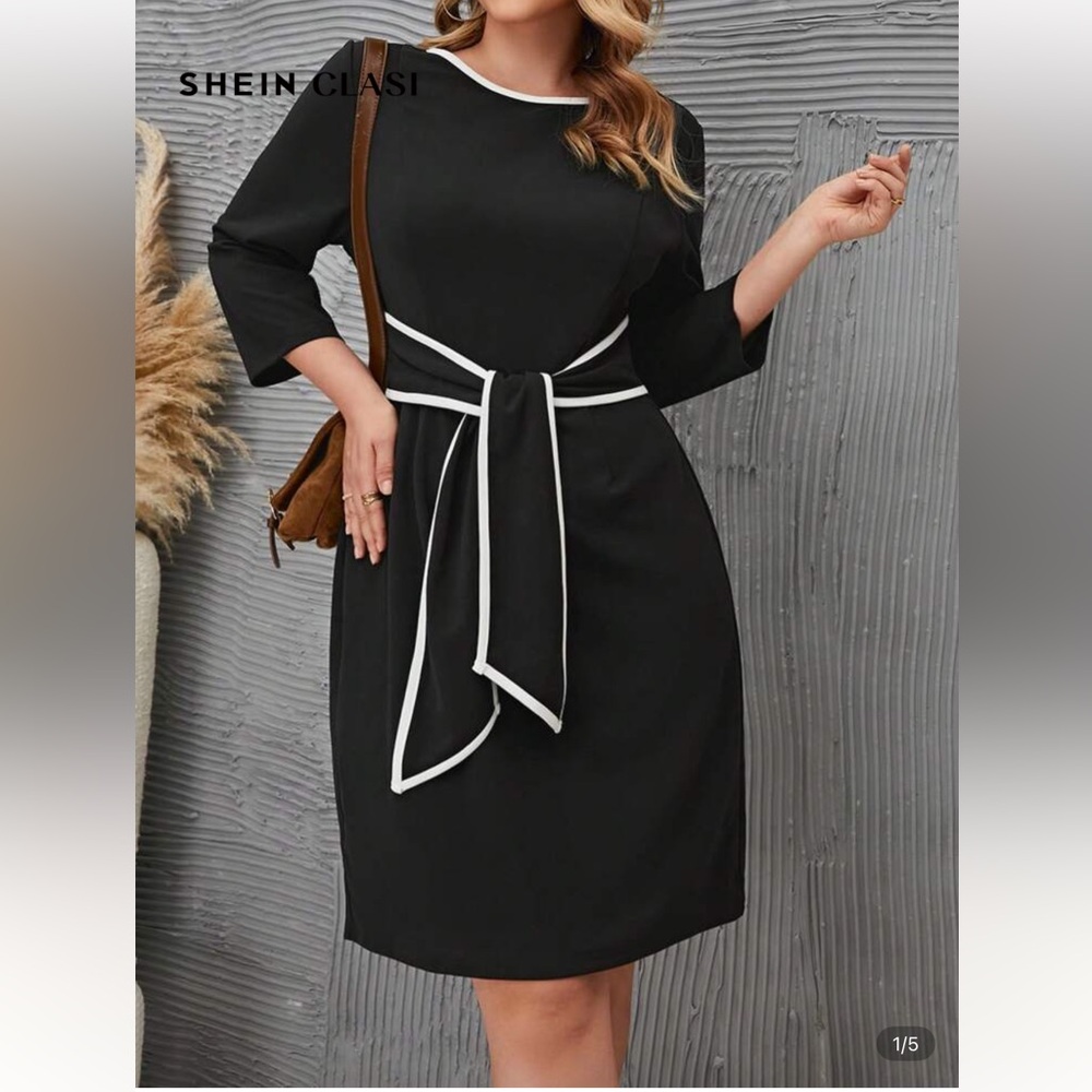 SHEIN Black Dress with White Accents